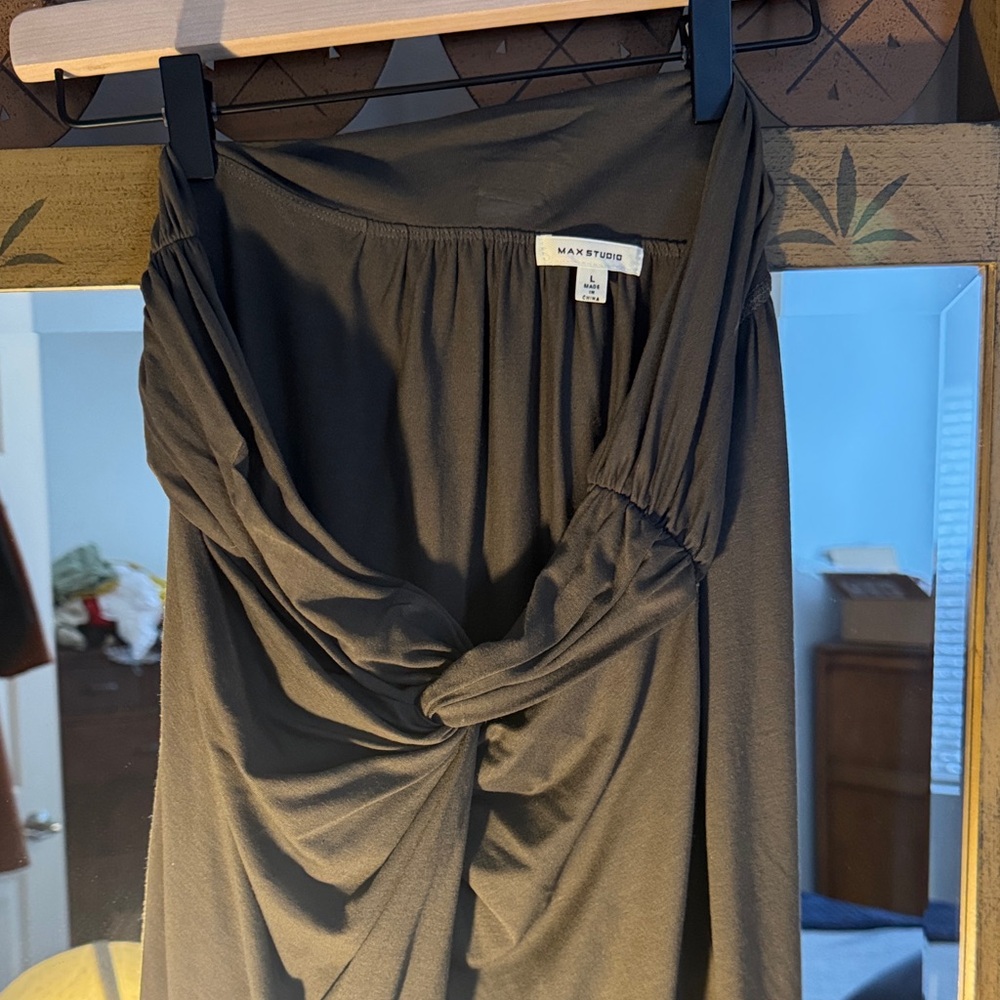 Max Studio army green  Draped skirt